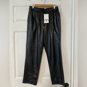 Zara faux leather crop pants